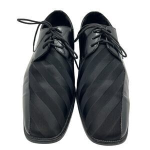 Bolano 185-000 Black Striped Satin Upper Square Toe Derby Mens 11 Dress Shoes